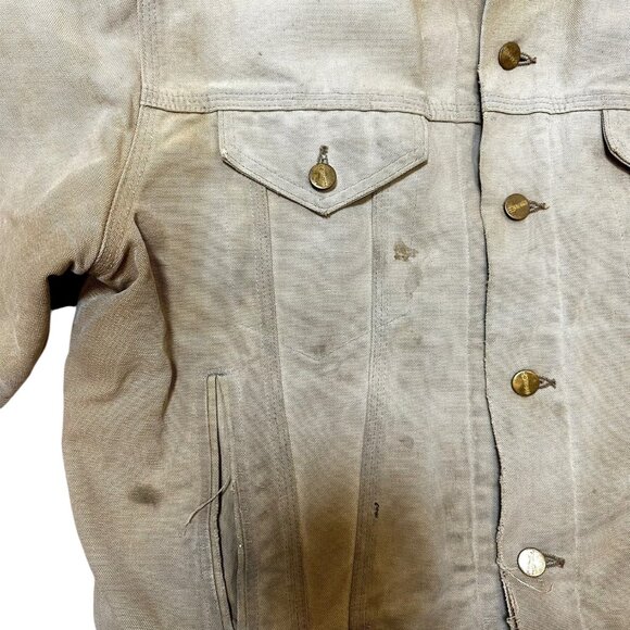 Vintage Carhartt Detroit Chore Jacket Size 44 – Blanket Lined, Distressed Workwe - Picture 3 of 12